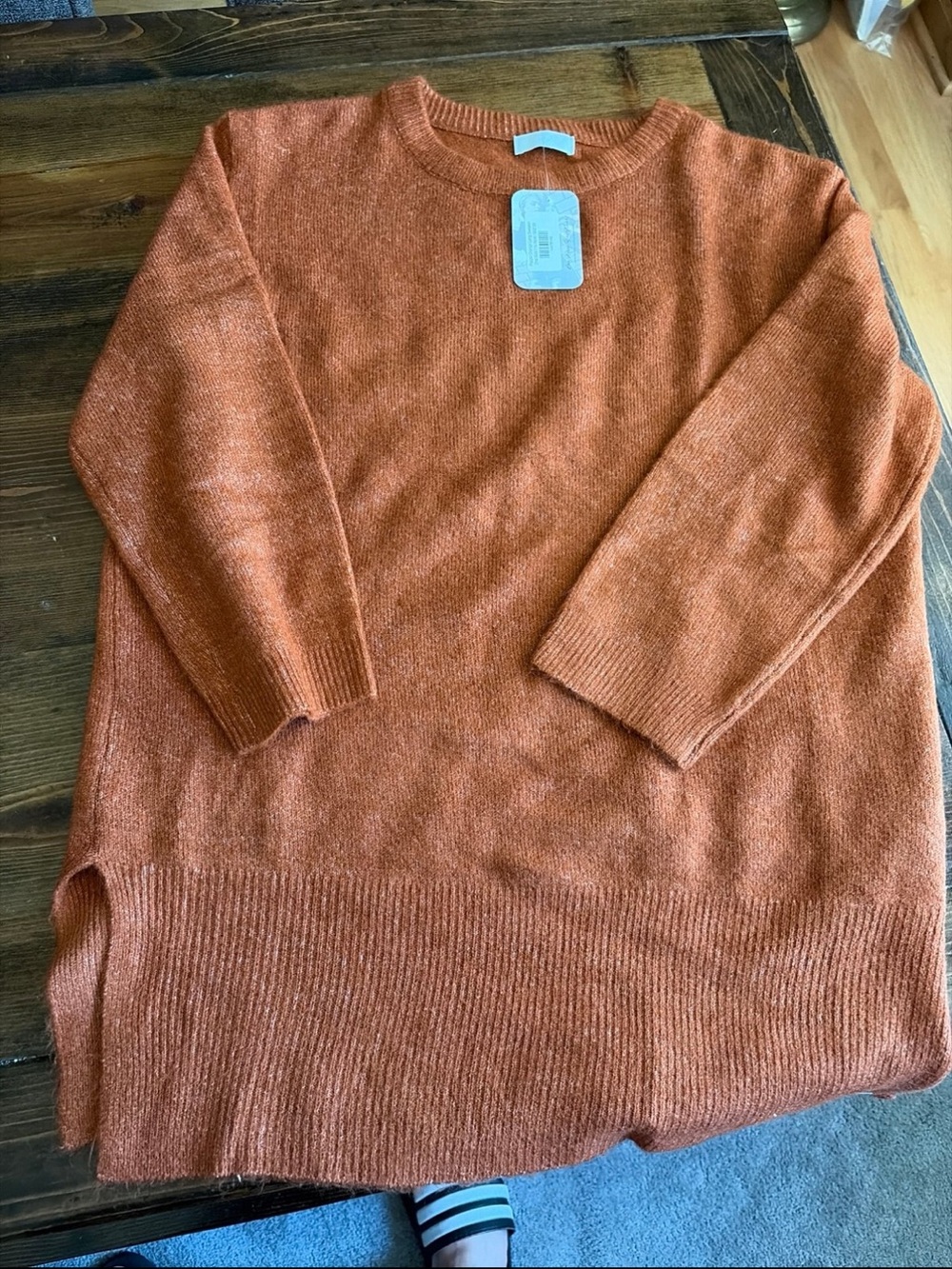 Q2 Women's Scoopneck Sweater in Rust Orange